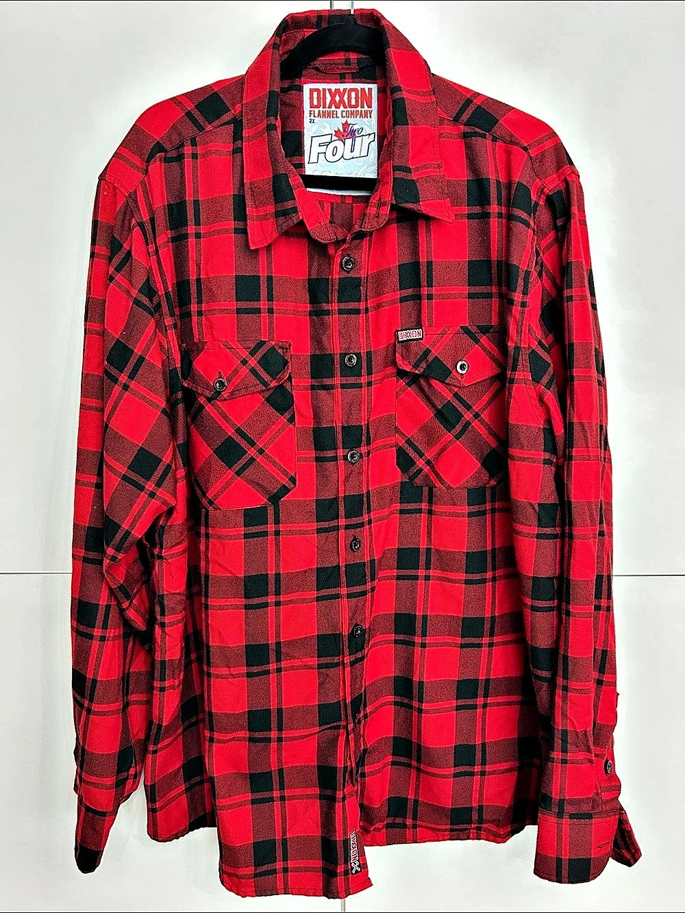 Dixxon Two Four Plaid Flannel Shirt in Red & Black Size 2X